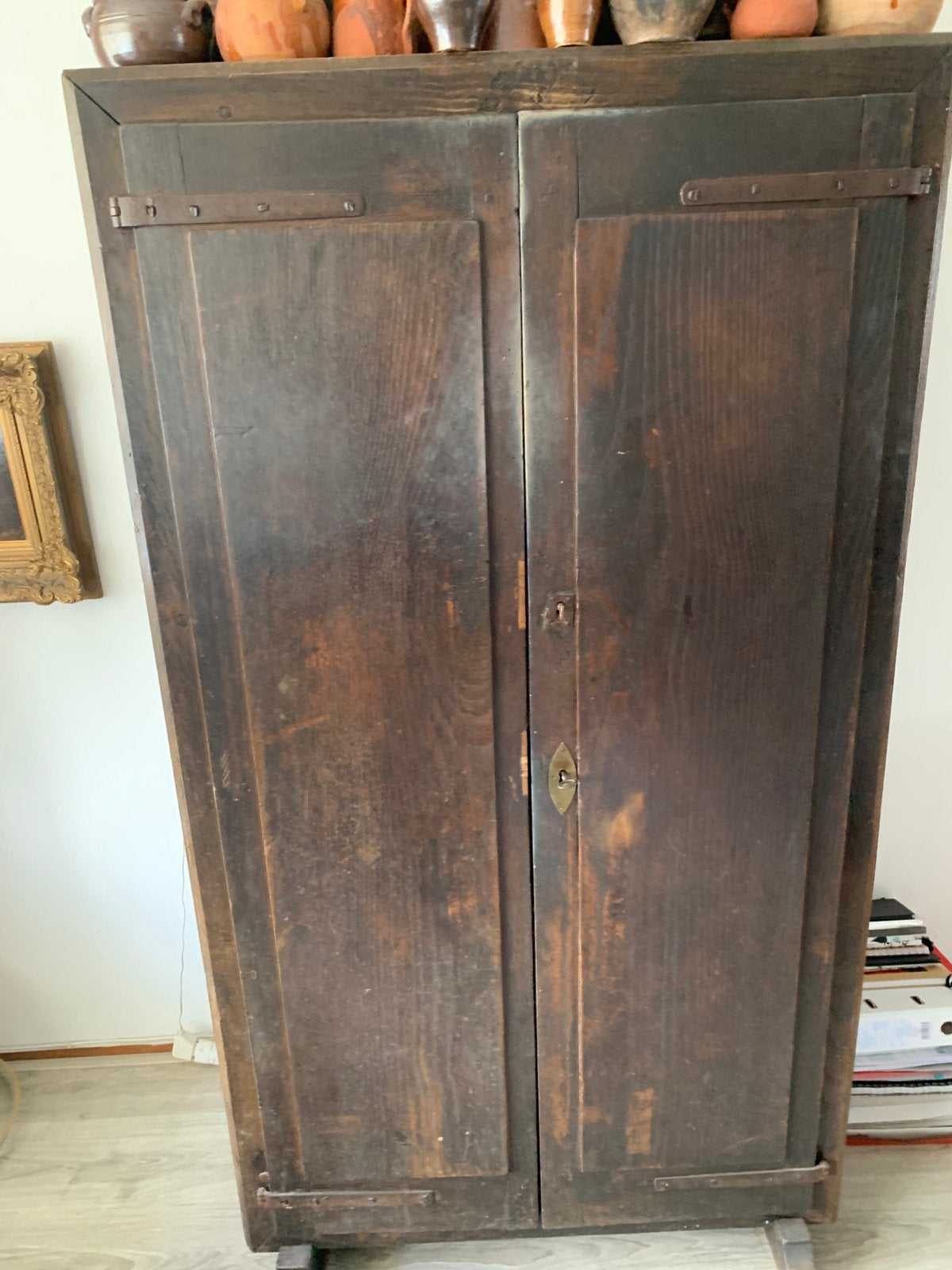 Prachtige zeare antiek houten kast 165 cm hoog, Ophalen