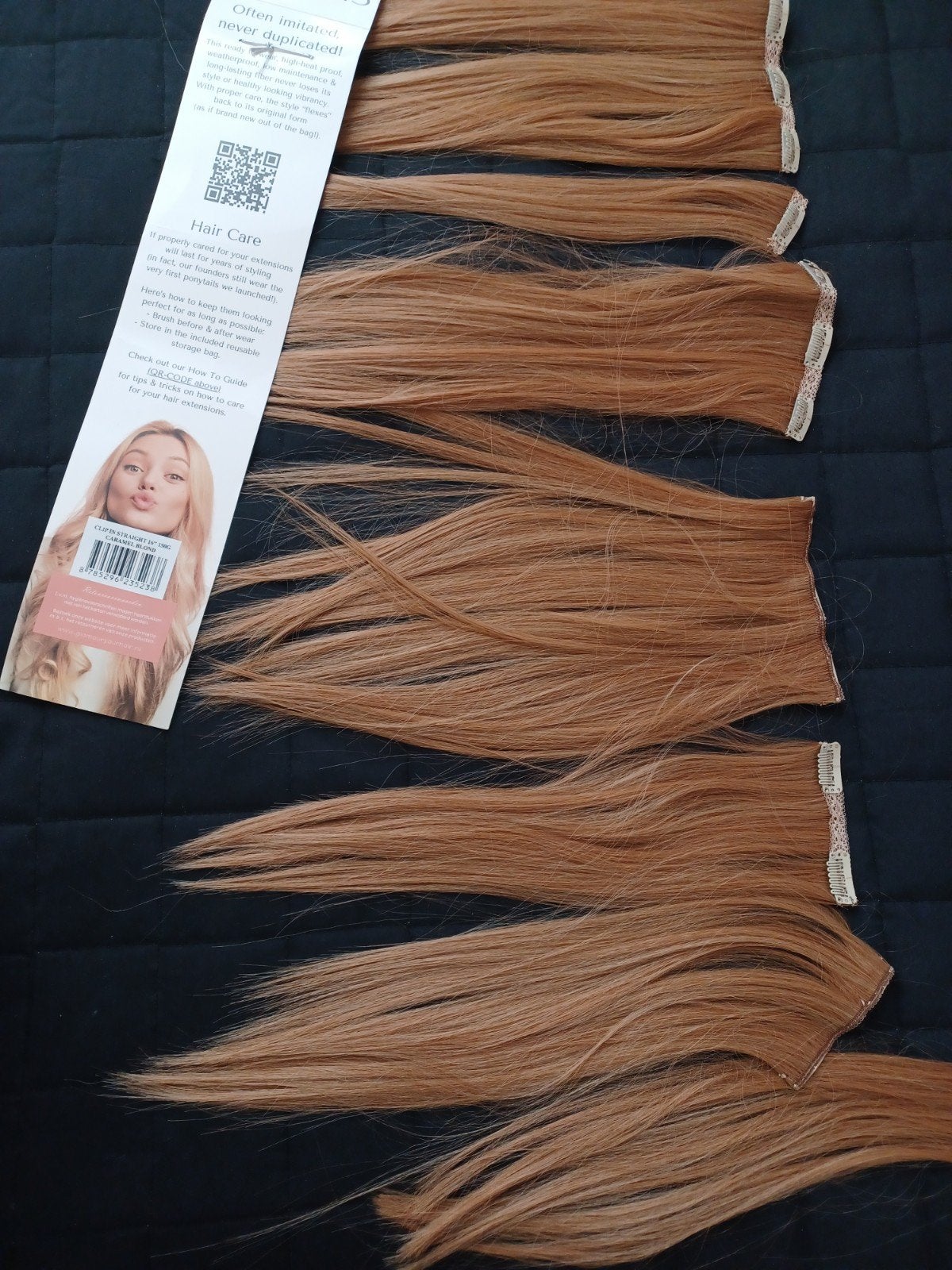 Glamour Your Hair Clip-in Extensions Caramel Blond 16" 180G, Ophalen of Verzenden, Nieuw, Pruik of Haarverlenging