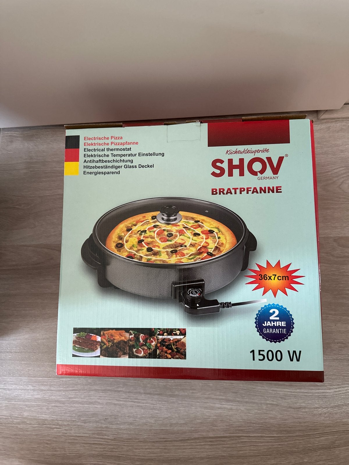SHOV Elektrische Pizzapan / Braadpan 36x7cm - 1500W, Ophalen, Nieuw