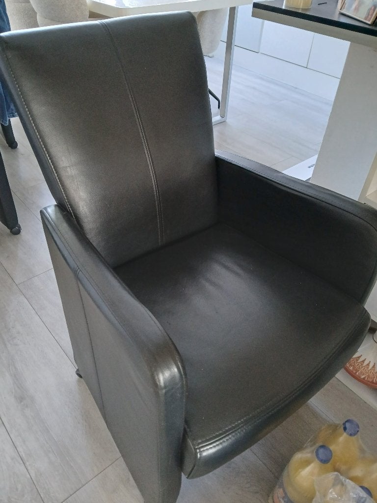 4x eetkamer stoelen van echte leer, Ophalen, Gebruikt, Zwart, Leer