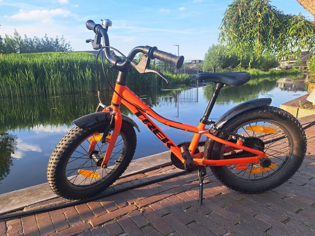 Trek Precaliber 16 inch kinderfiets - Oranje, Fietsen en Brommers, Ophalen, Velgrem, Trek, 16 tot 20 inch