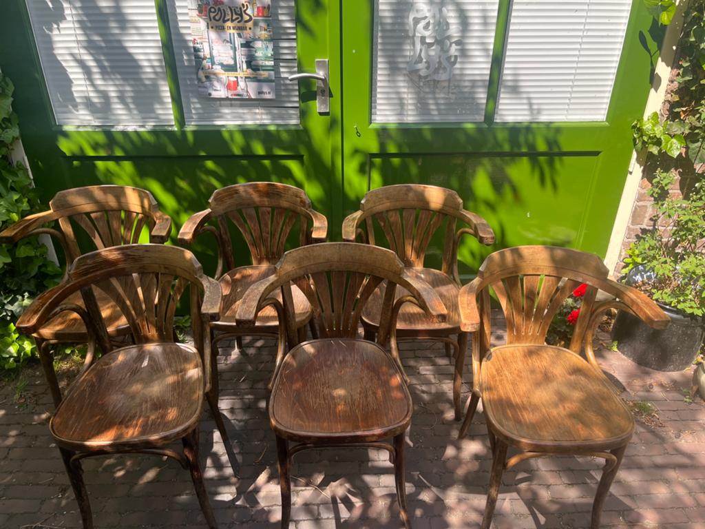 6 cafestoelen, Ophalen, Gebruikt, Bruin, Cafestoel thonet