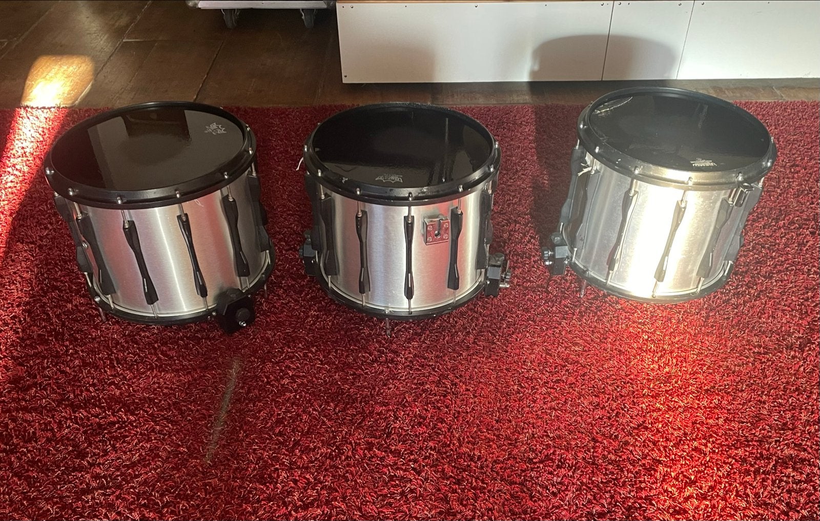 Set van 3 Marching Snare Drums - Zilver/Zwart, Muziek en Instrumenten, Ophalen, Gebruikt, Overige merken