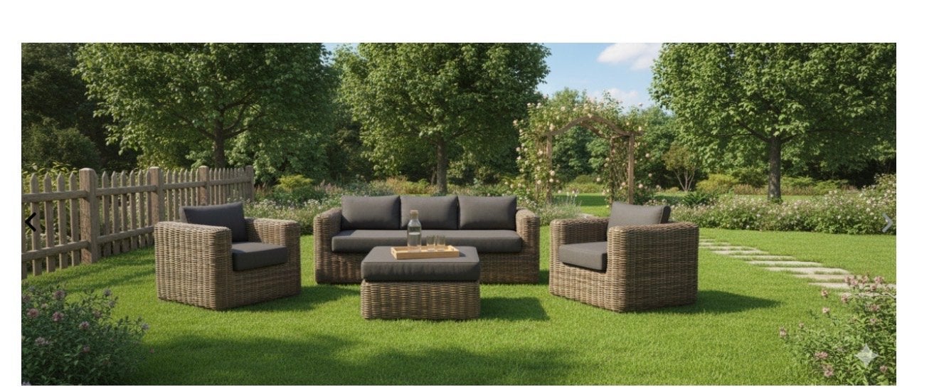 AVH Outdoor Cervo loungeset grijs wicker (2 stoelen, 1 bank), Ophalen, 5 zitplaatsen, Zo goed als nieuw, Loungeset