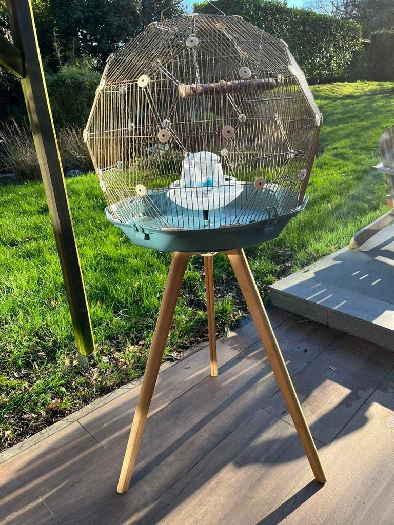 Omlet Geo Designer Vogelkooi – goud incl standaard, Ophalen, Zo goed als nieuw, Metaal, Vogelkooi