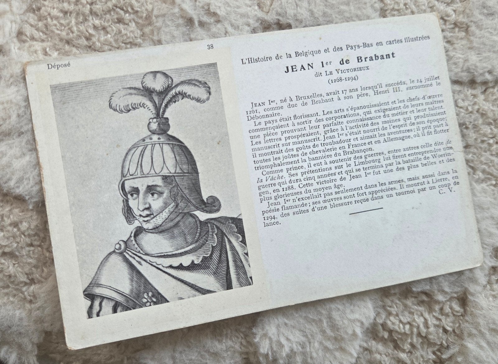 Oude Postkaart: Jean 1e de Brabant (1268-1294), Verzenden, Voor 1920, Ongelopen, Overige thema's