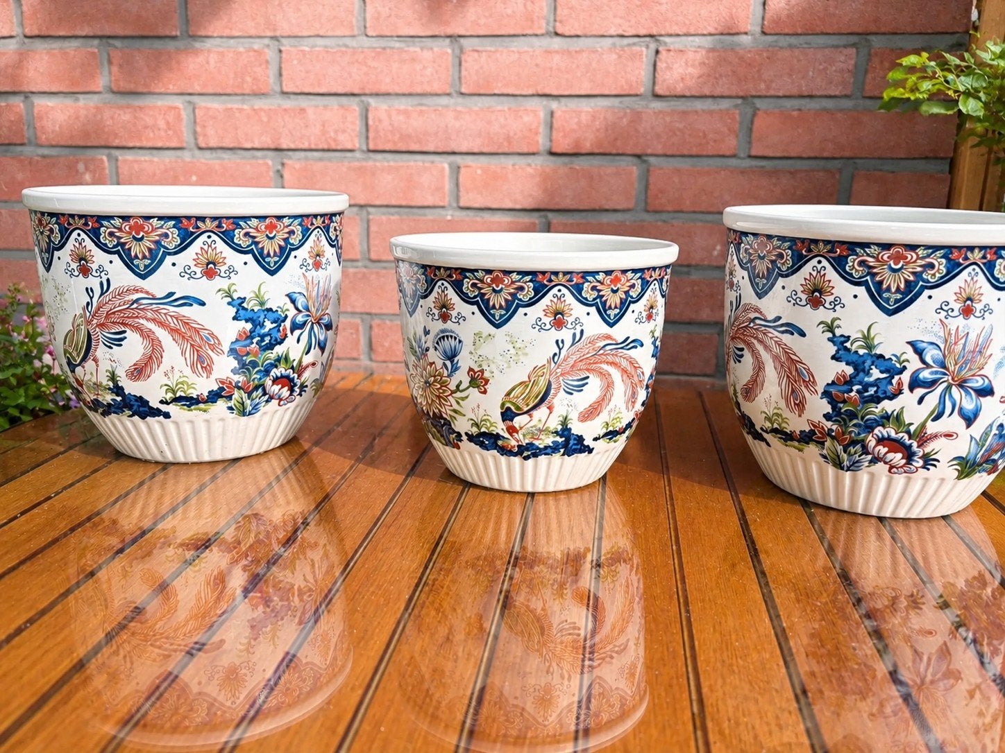 Vintage Boch bloempotten, Rond, Binnen, Ophalen of Verzenden, Aardewerk