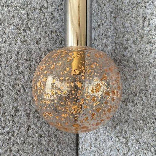 Vintage murano glass chrome pendant lamp plafondlampen 1970s, Zilver, Hanglamp, Jaren 70, E14 (klein)