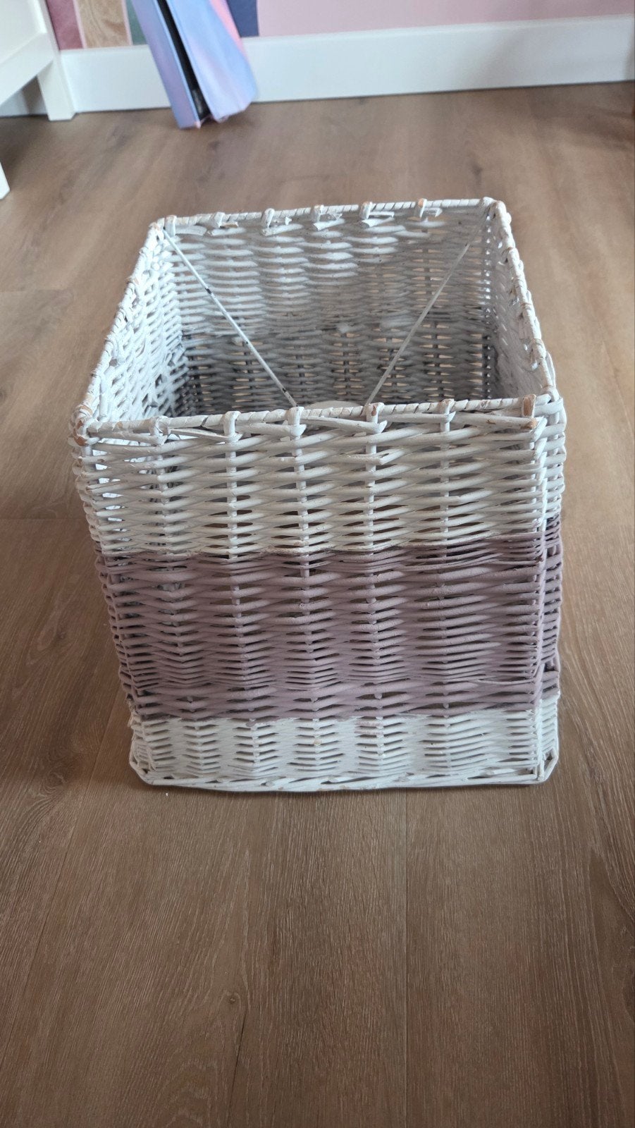 Rieten lampenkap wit met oudroze accent, Ophalen, Gebruikt, Wit, Vierkant