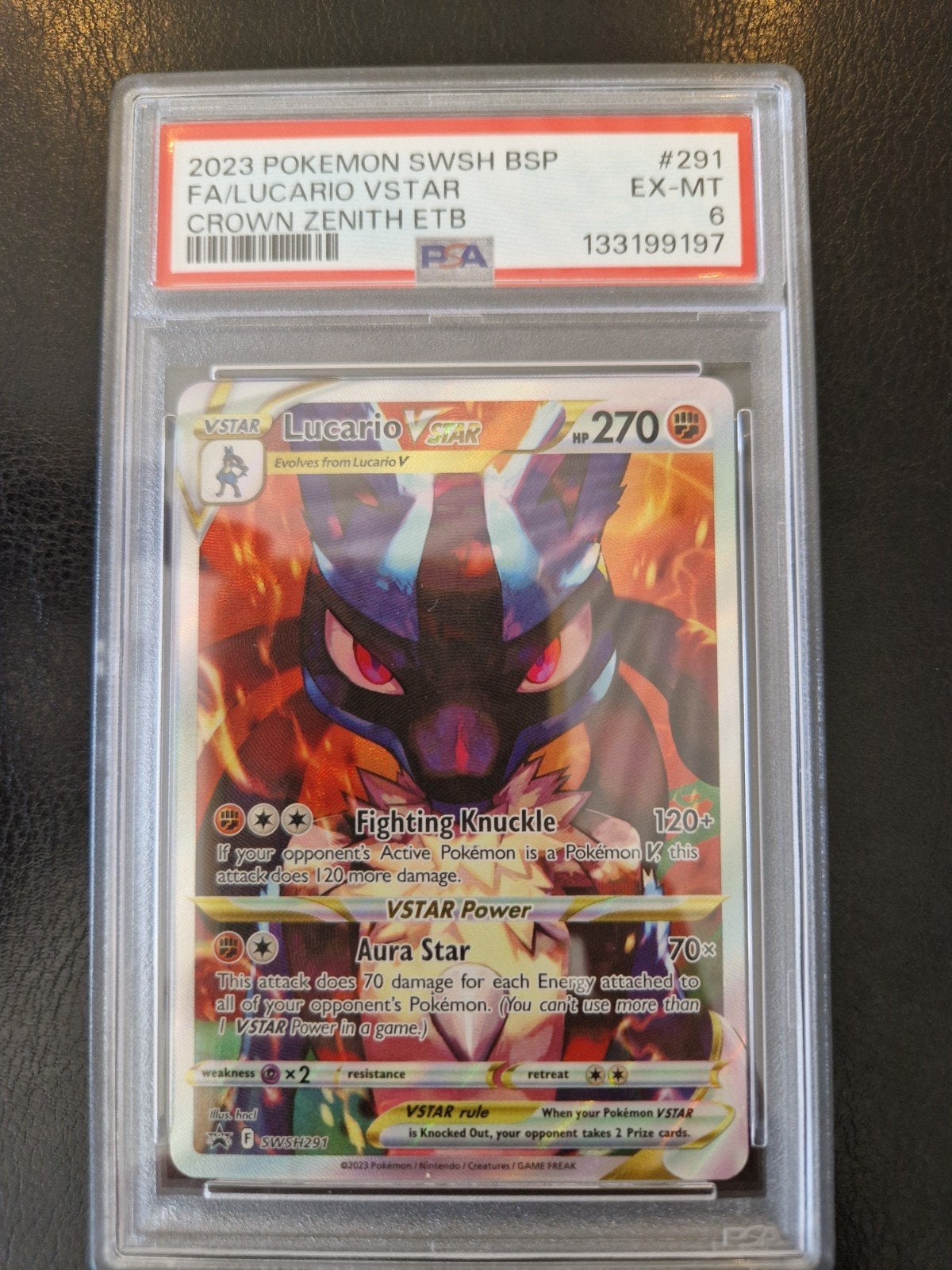 Lucario VSTAR Pokémon kaart PSA 6 Crown Zenith, Ophalen of Verzenden, Gebruikt, Losse kaart