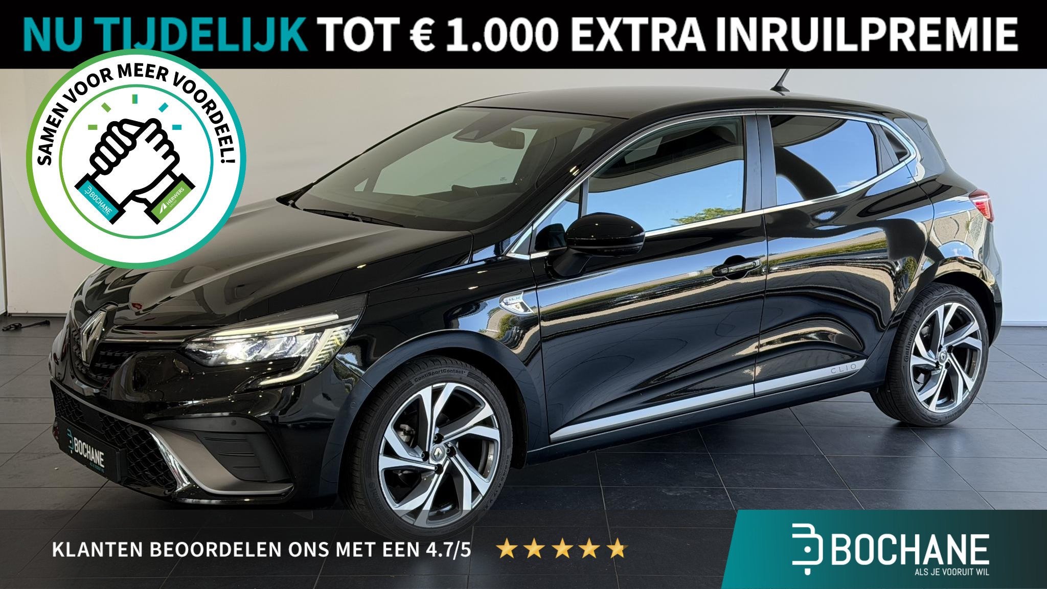 Renault Clio 1.0 TCe R.S. Line NAVI|CLIMATE| | NAVIGATIE | 3, Gebruikt, Leder en Stof, Origineel Nederlands, Bedrijf