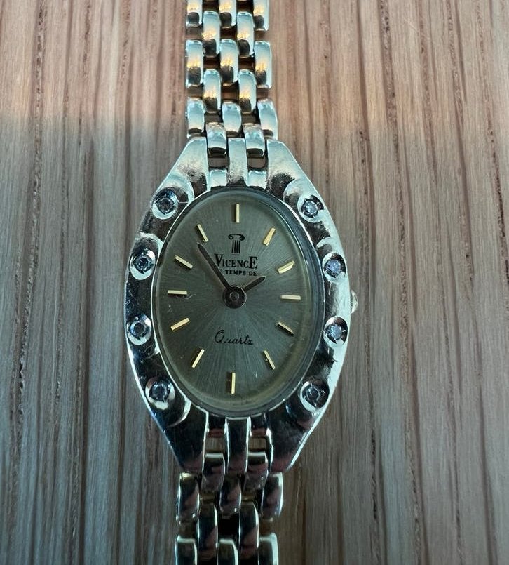 14k gold ladies watch Vicence with 8 natural diamonds, Zo goed als nieuw, Goud, Goud, Ophalen