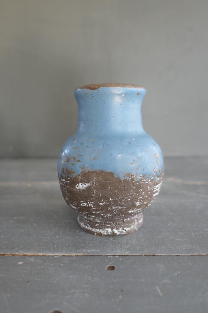 Vintage Nel Goedhart vaas blauw bruin, Verzenden