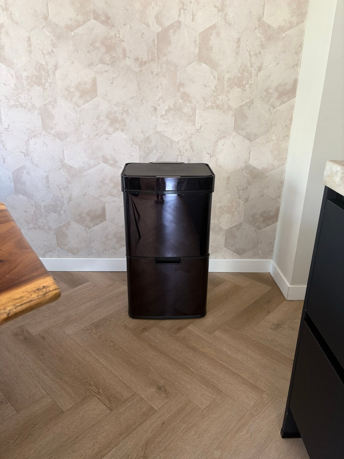 Goliving Automatische Prullenbak Afvalscheiding zwart, Ophalen, 40 liter of meer, Zo goed als nieuw, Rvs