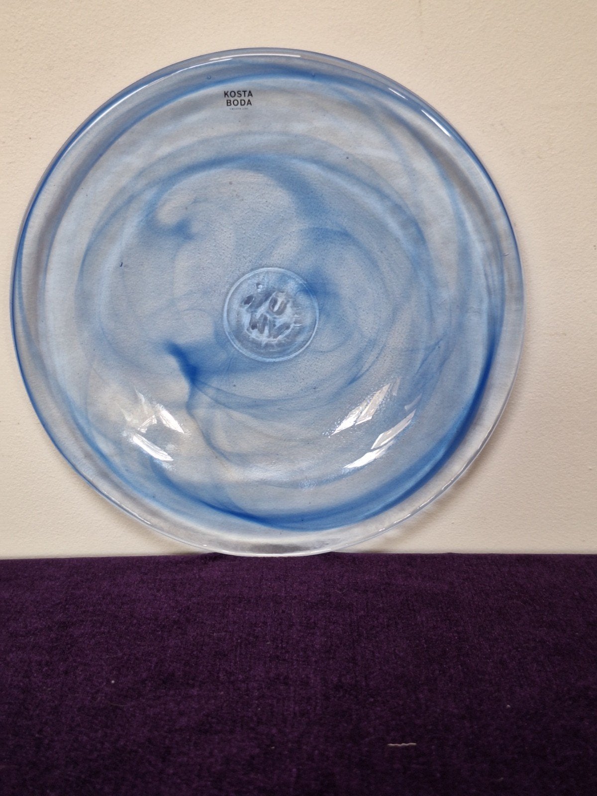 Ulrica Hydman Vallien-Glazen blauw Bord-Mine serie, Ophalen of Verzenden