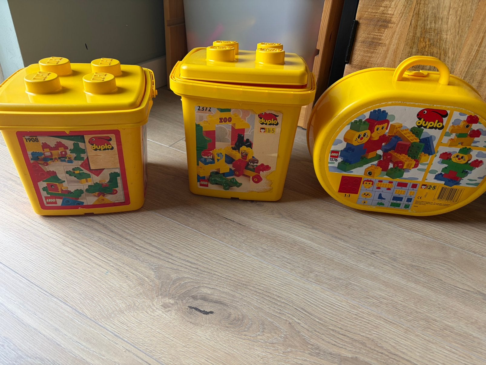 2 lege duplo dozen en 1 koffer, Ophalen, Zo goed als nieuw, Duplo