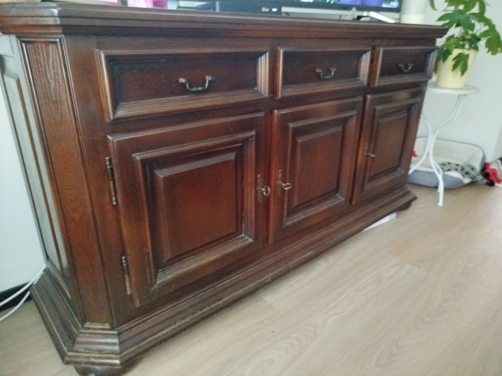 massief eiken dressoir, Huis en Inrichting, Kasten | Dressoirs, Ophalen, Gebruikt, Met deur(en), 150 tot 200 cm