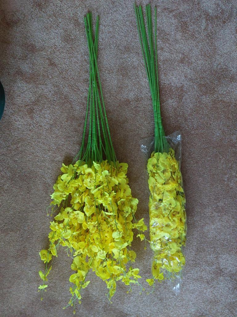 20 nieuwe takken gele kunstbloemen takken Orchideeën, Binnen, Kunstbloem, Nieuw, Textiel