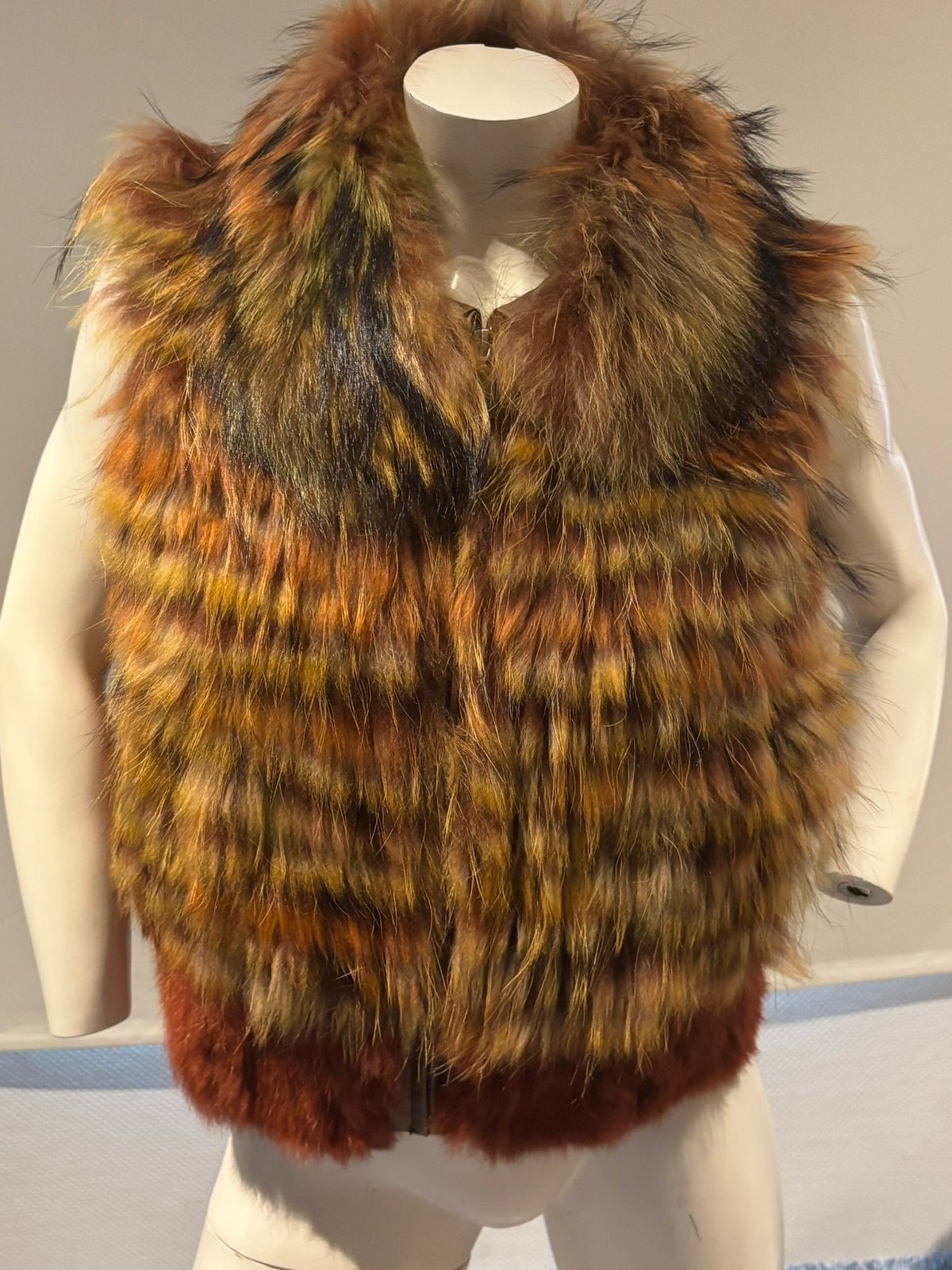 Oranje bruin bont vestje maat s/m, Ophalen of Verzenden, Zo goed als nieuw, Maat 38/40 (M), Bruin