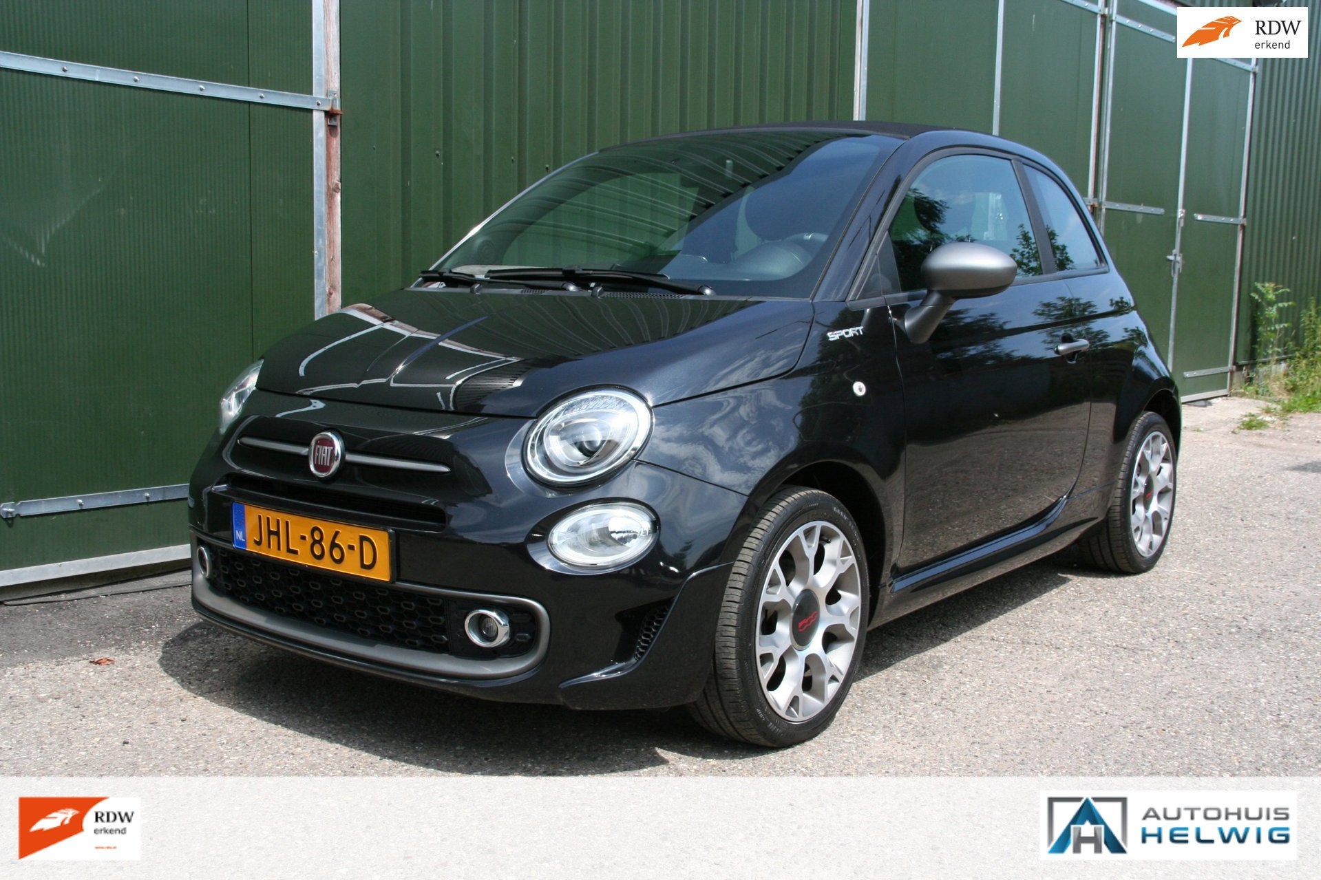 Fiat 500C 1.0 Hybrid Sport, AIRCO, NAVIGATIE, HALF LEER., Gebruikt, Cabriolet, 4 stoelen, Leder en Stof