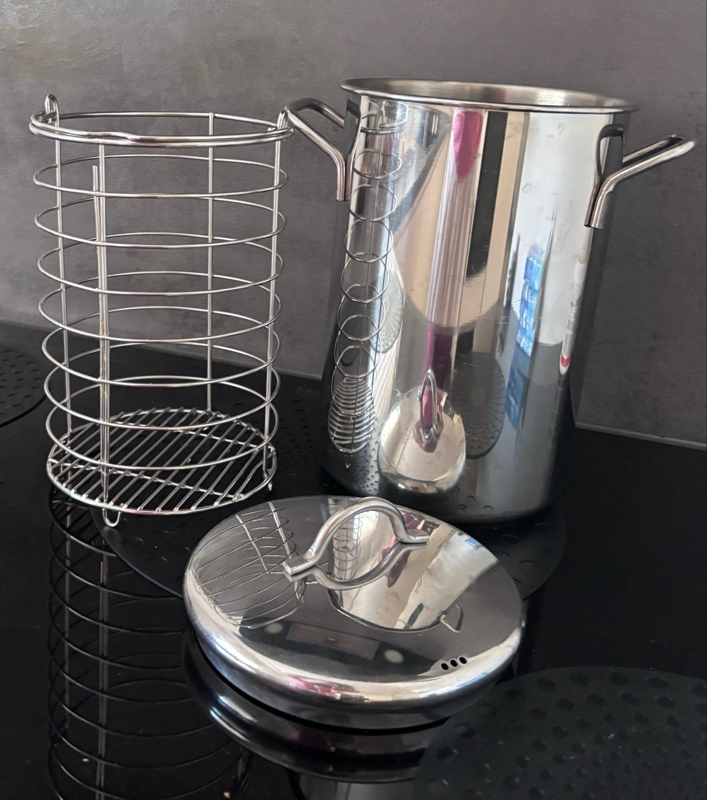 Aspergepan RVS 19,5 cm hoog - Zeer goede staat, Overige typen, Ophalen of Verzenden, Rvs, Overige merken