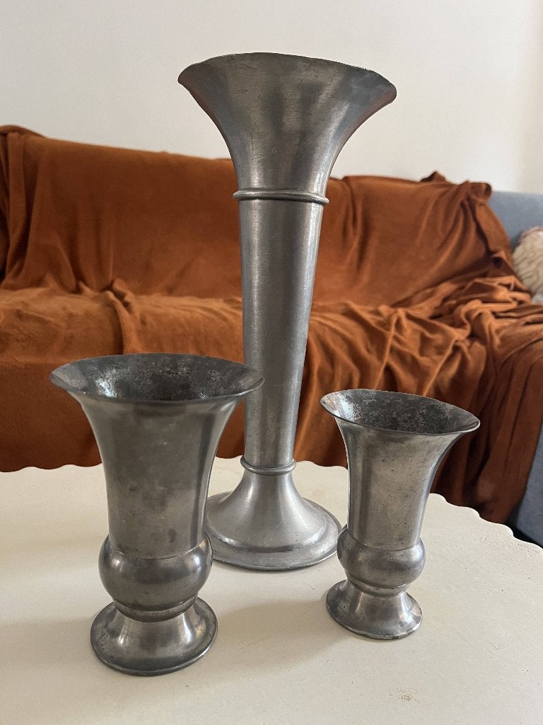 Set vintage tinnen vazen, Ophalen
