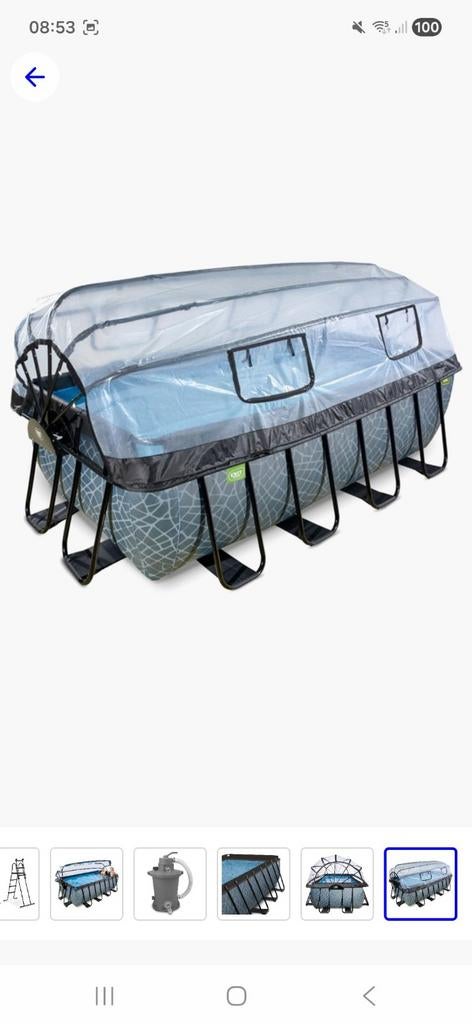 Zwembad met overkapping en zoutwatersysteem, Tuin en Terras, Zwembaden, Gebruikt, 200 tot 300 cm, Rechthoekig, Ophalen