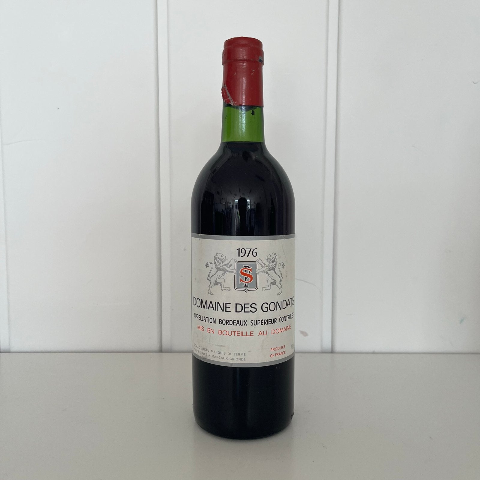 Wijn Domaine des Gondats Bordeaux Supérieur 1976 Rode Wijn, Verzamelen, Ophalen, Gebruikt, Frankrijk, Rode wijn