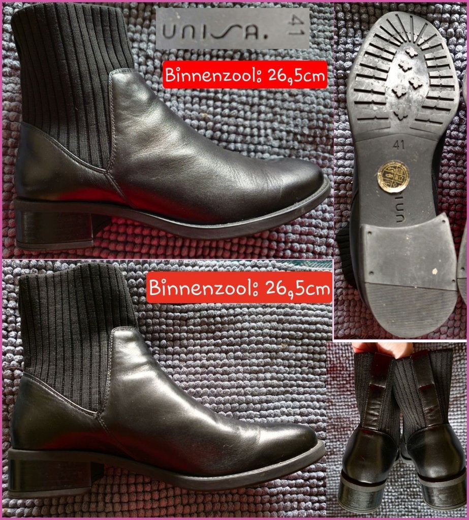 UNISA zwarte leren laarzen maat 41 zgan, Zwart, Ophalen of Verzenden, Unisa, Sneakers of Gympen