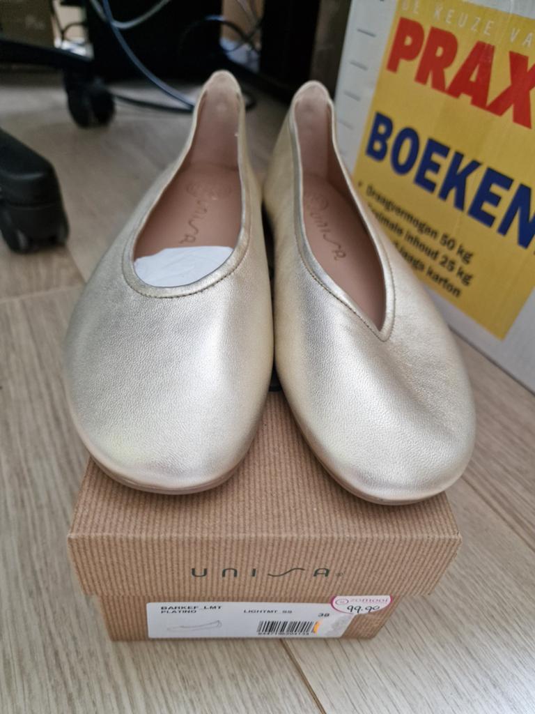 Unisa leren ballerina's goud maat 38 nieuw in doos, Ophalen of Verzenden, Nieuw, Overige kleuren