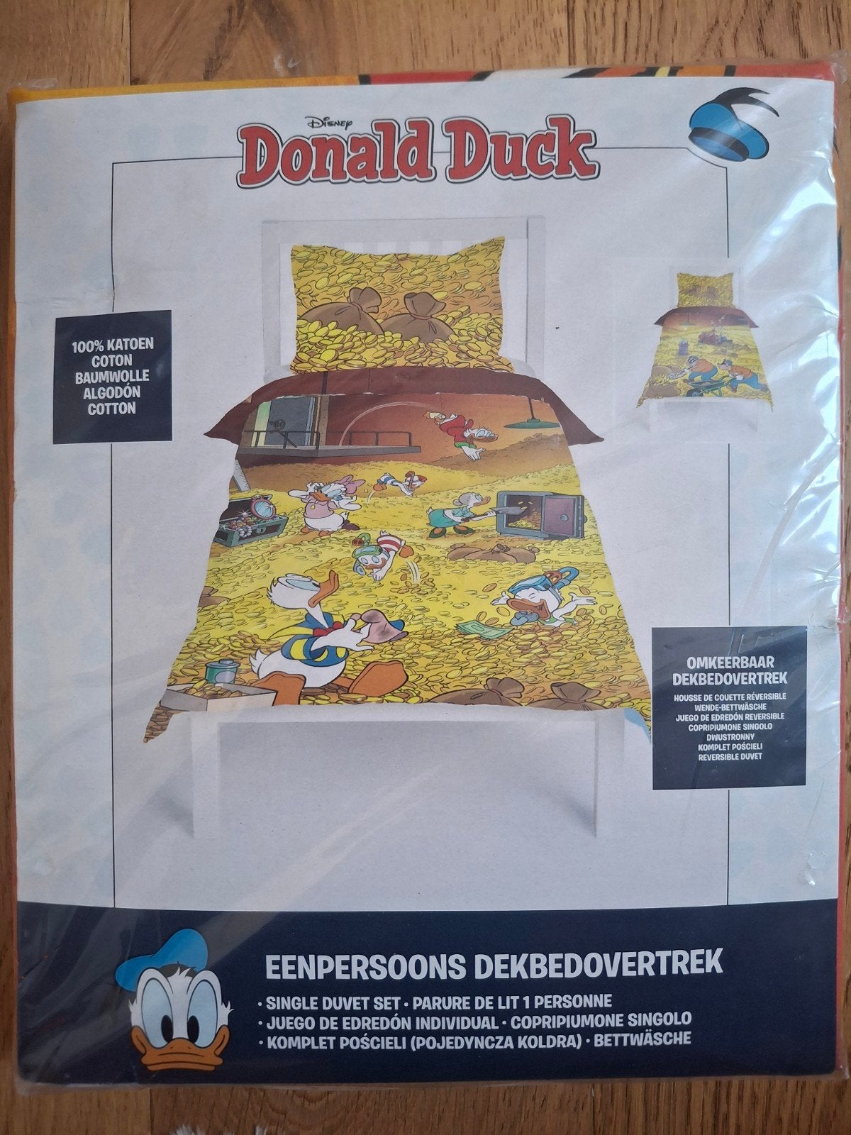 Donald Duck Eenpersoons Dekbedovertrek - Nieuw, Ophalen, Overige merken, Nieuw, Dubbelzijdig