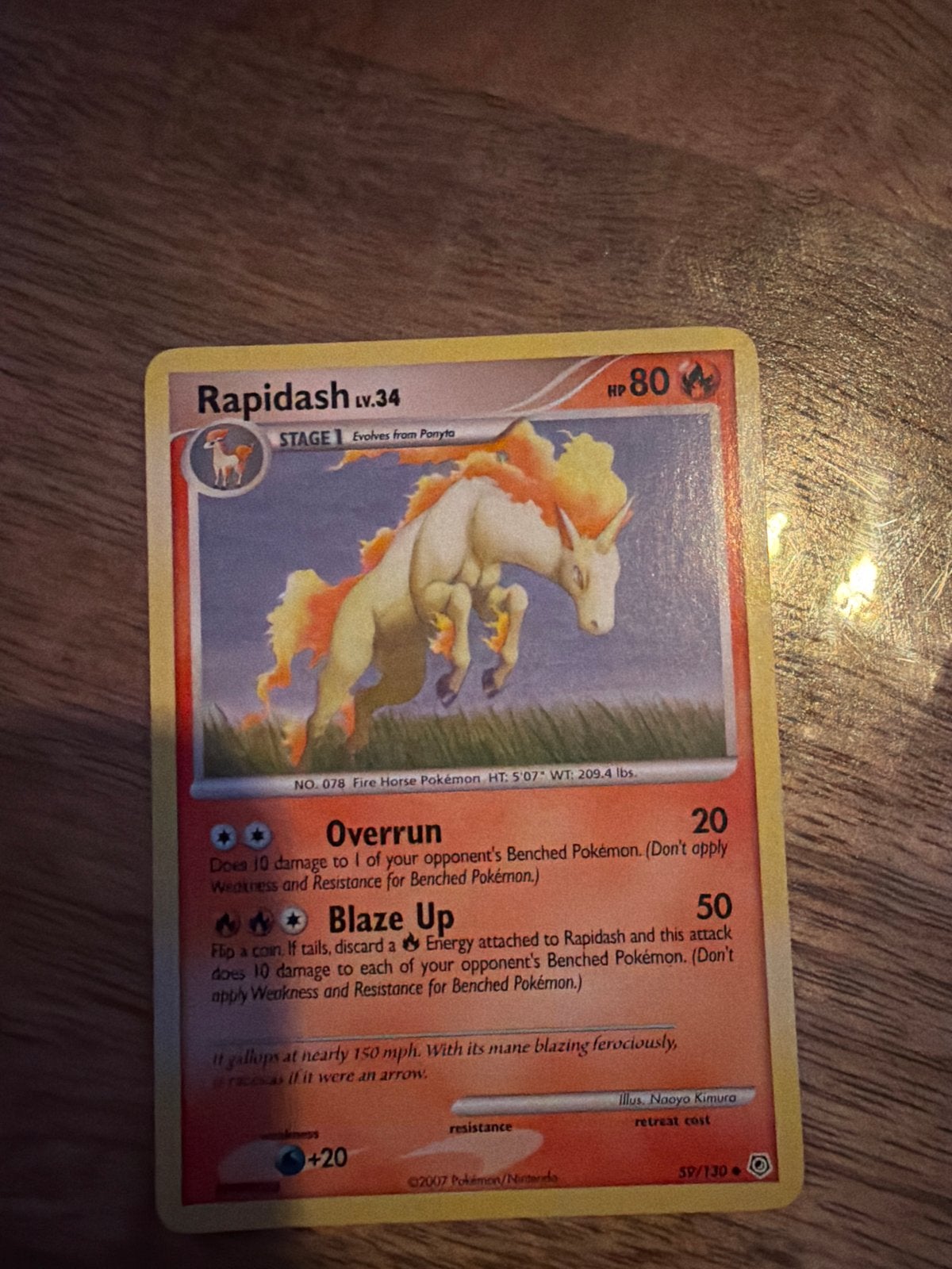 Pokémon Rapidash LV.34 Kaart - 2007, Ophalen, Gebruikt, Losse kaart