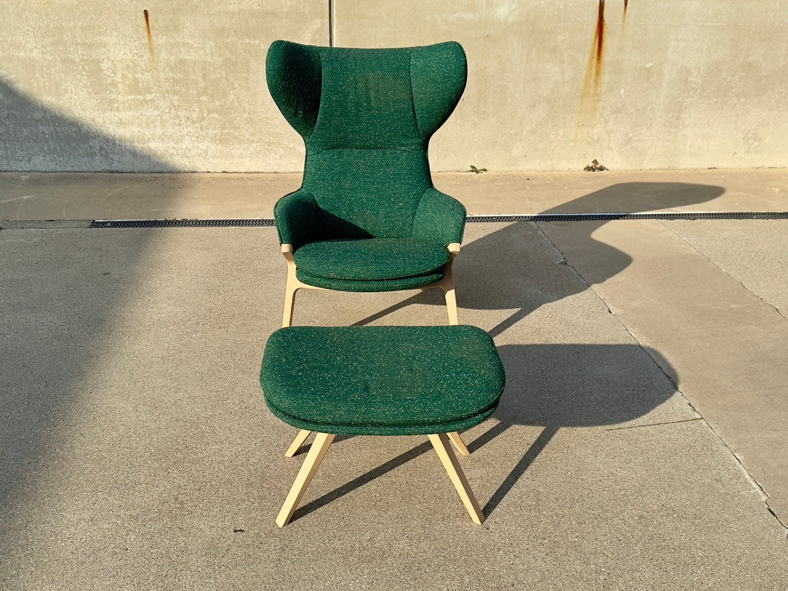 CASSINA P22 design fauteuil plus hocker groen | essen, Huis en Inrichting, Hout, |, Ophalen of Verzenden, Zo goed als nieuw