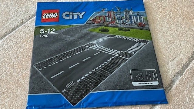 Lego city 7280 rechte wegenplaten en kruising nieuw, Ophalen of Verzenden, Nieuw