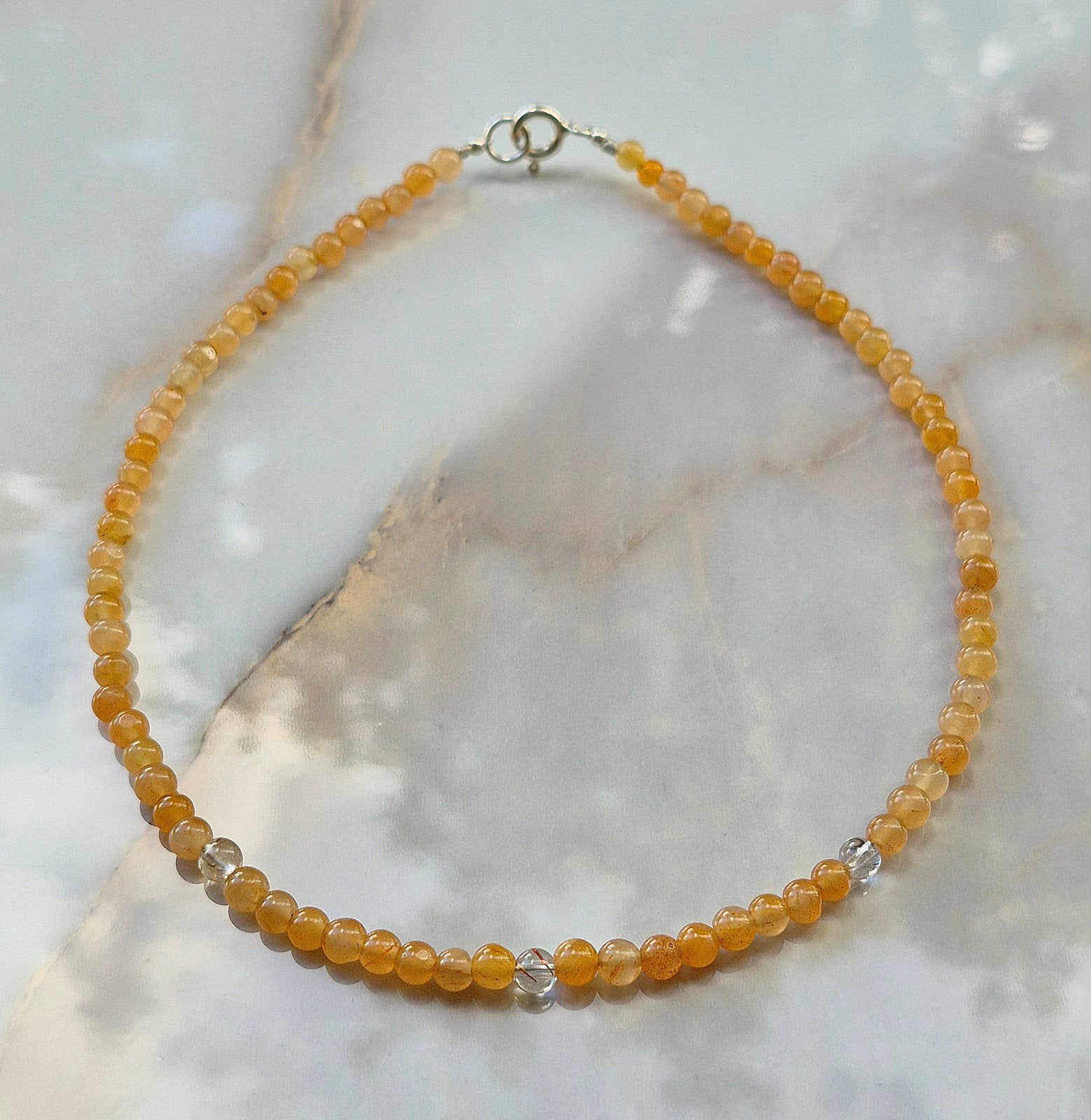 Zonnesteen met Bergkristal ketting, Verzenden, Nieuw
