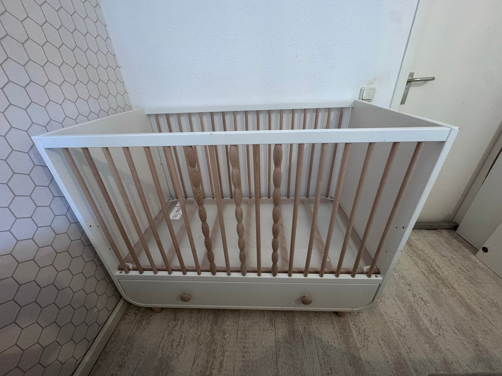 IKEA Myllra babybed 3-in-1 met lade - wit, Ophalen, Gebruikt, 70 tot 85 cm, 140 tot 160 cm