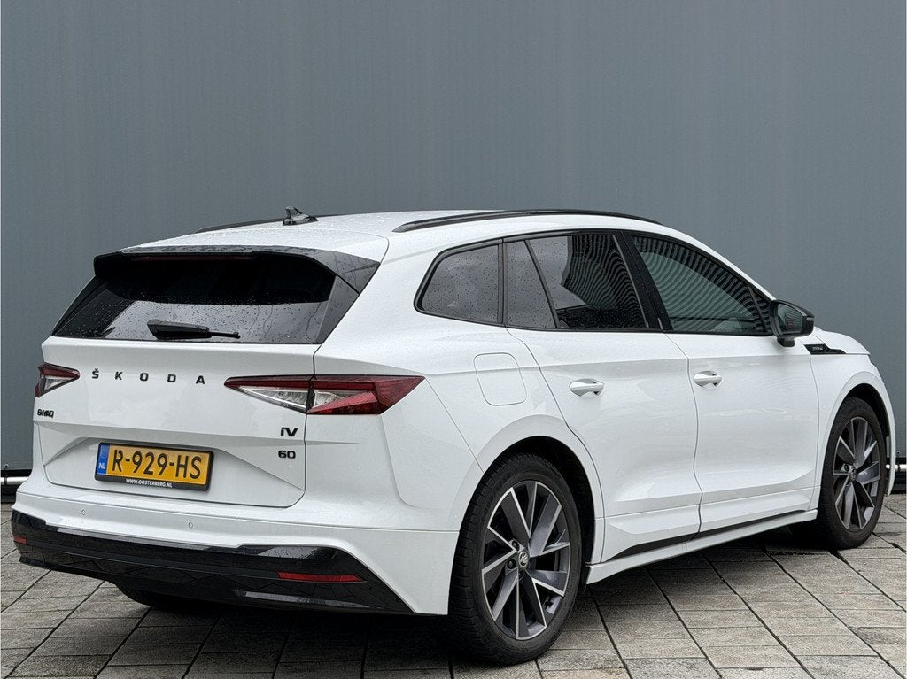 Skoda Enyaq iV BWJ 2022 | 60 Sportline SOH 91,72% | SPORTSTO, Automaat, Gebruikt, 110 €/maand, Wit