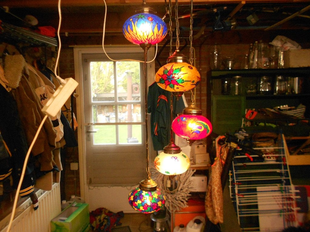 Vintage hanglamp met vijf bollen van het merk Simais, Ophalen of Verzenden
