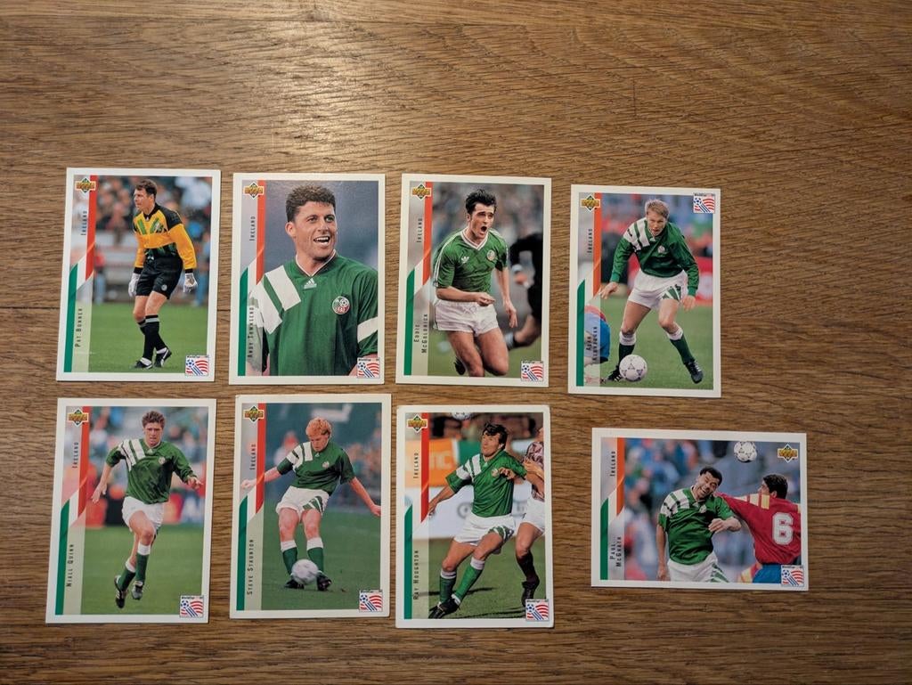 Upper Deck WK '94 Ierland Voetbalplaatjes - 8 Stuks, Verzamelen, Sportartikelen en Voetbal, Ophalen of Verzenden, Zo goed als nieuw