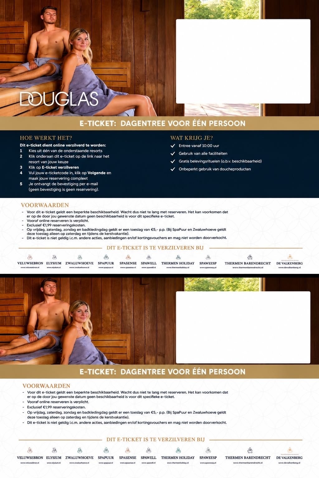 2x saunabon voor diversen sauna’s, Tickets en Kaartjes, Twee personen, Maart