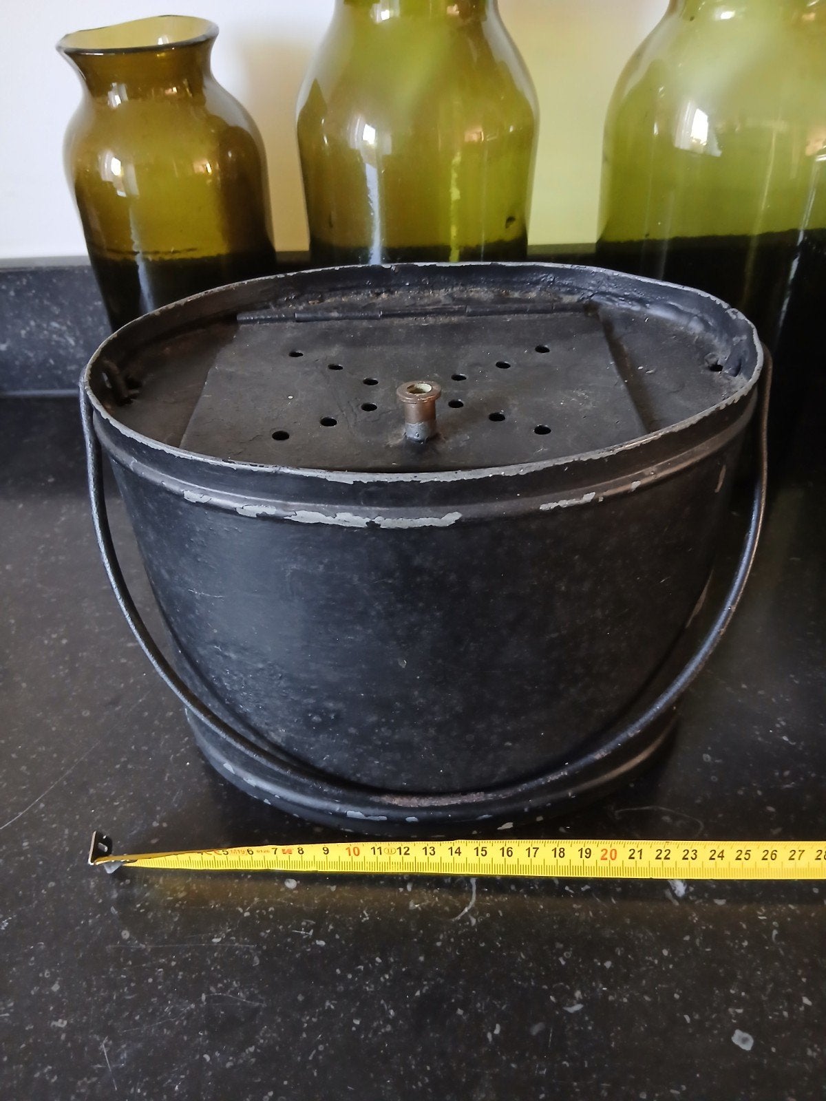 hele oude zinken aas emmer, Antiek en Kunst, Curiosa en Brocante, Ophalen of Verzenden