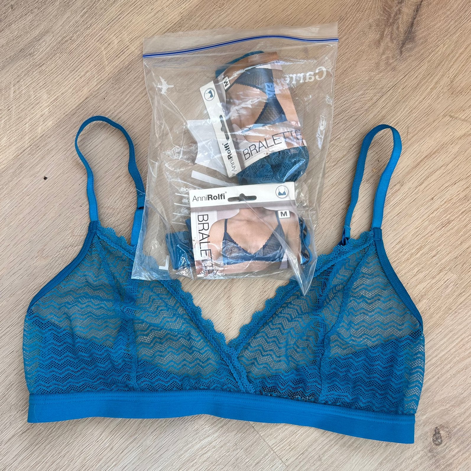 3x Anni Rolfi kanten bralette petrolblauw M ongedragen, Kleding | Dames, Anni Rolfi, Ophalen of Verzenden, Blauw, BH