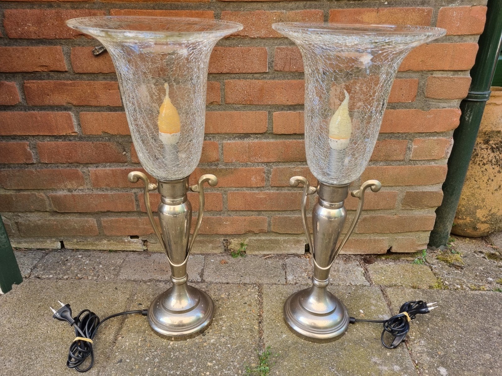 Schemerlampen, metaal/glas, Huis en Inrichting, Ophalen, Metaal of Aluminium