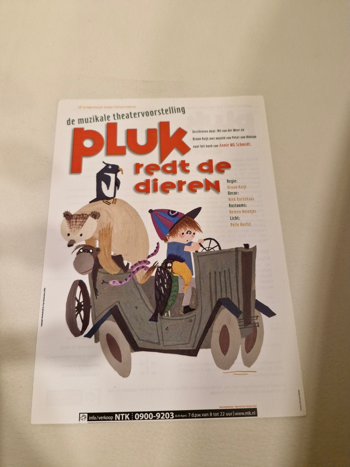 folder Theater Voorstelling Pluk redt de Dieren, Ophalen of Verzenden