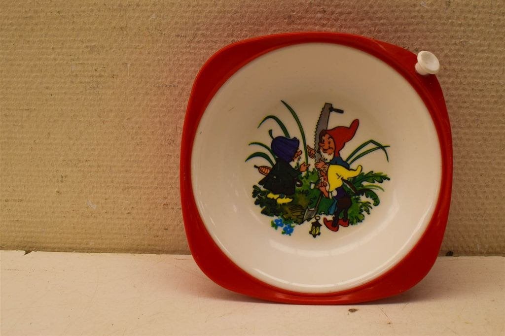 Warmhoudbord met prent van kabouters 47441, Gebruikt, Ophalen of Verzenden, Bord(en), Overige stijlen