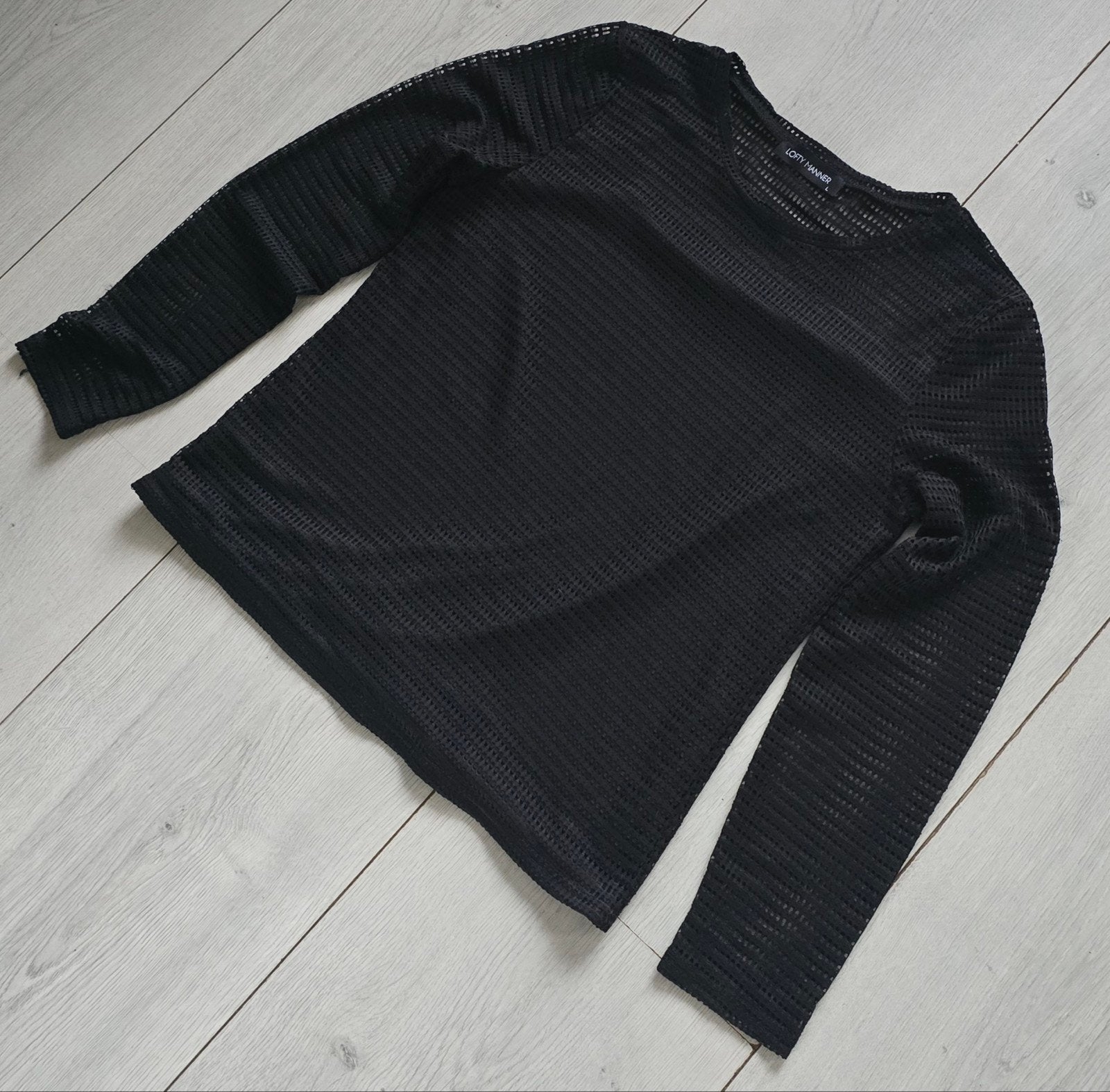 Zwart Lofty Manner shirt met lange mouwen en mesh maat L, Maat 42/44 (L), Ophalen of Verzenden, Zo goed als nieuw, Lange mouw