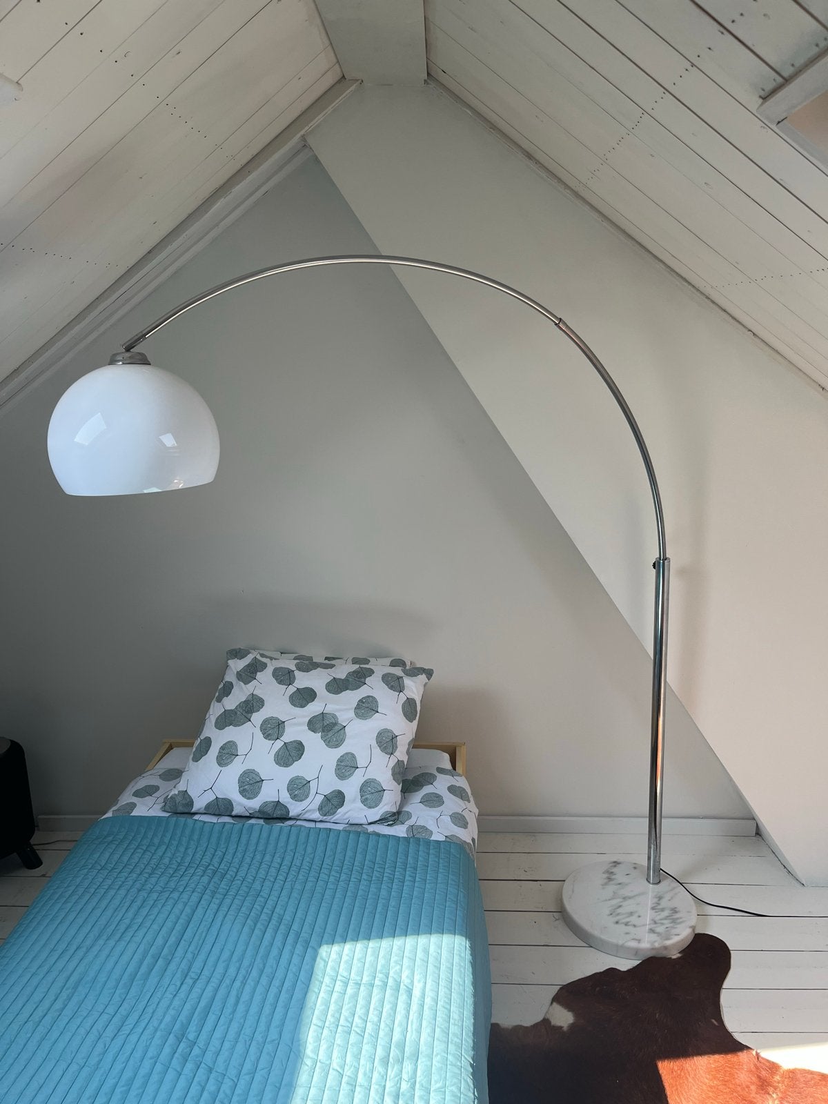 Booglamp met marmeren voet, Ophalen, Gebruikt, E27 (groot), Metaal