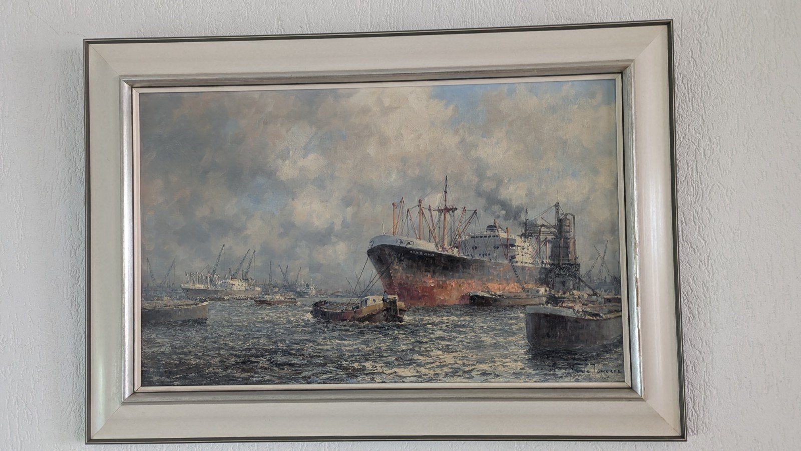 Maritiem schilderij olieverf Marius de Jongere, Maritiem / water, Bijzondere lijst, Doek, Realistisch