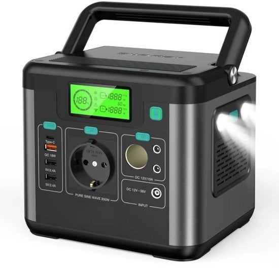 Draagbare Powerstation – Mobiele Accu - 300watt - LEDLAMP -, Ophalen of Verzenden, Nieuw
