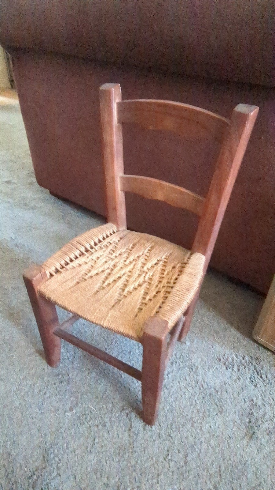 Vintage poppenstoeltje met rieten zitting, Kinderen en Baby's, Ophalen, Gebruikt, Overige typen